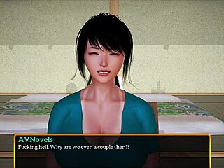 In MY NEW FAMILY 388, the teen 18+ with BIG TITS plays a game with the MILF