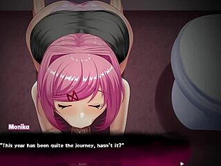 Natsuki dances in the restroom at night club, clothes get ripped.