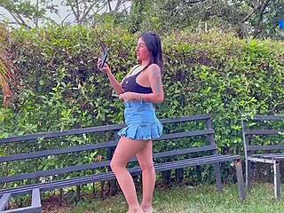 Colombian Squirts Wildly in Outdoor Park Threesome Fuck!