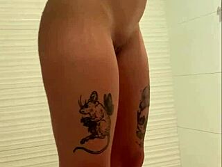 Horny latina teen gets naked in shower for deepthroat blowjob on big cock