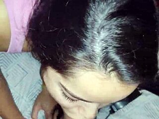 white moon giving deepthroat blowjob to her husband at night 😏