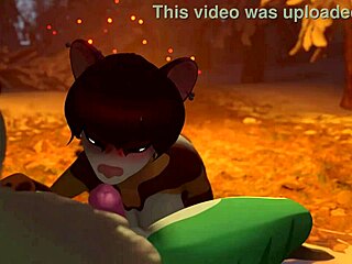 Furry Anime Babe Sucking Dick in 3D Cum