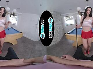 april valentino teases on pool table then fucks monster cock