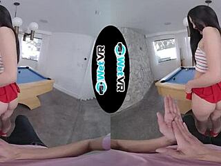 april valentino teases on pool table then fucks monster cock