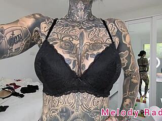 i try on black lingerie and micro bikini at the gym