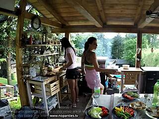 I’m Obsessed with These Hot Shaved Pussy Girls at the BBQ Party Outdoors!