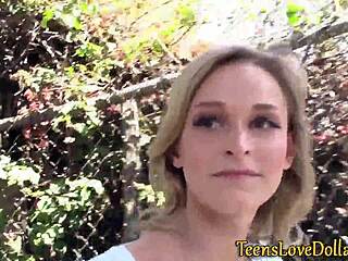 Teen 18+ gets facialized outdoors for pay in hardcore blowjob