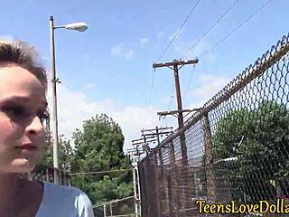 Teen 18+ gets facialized outdoors for pay in hardcore blowjob