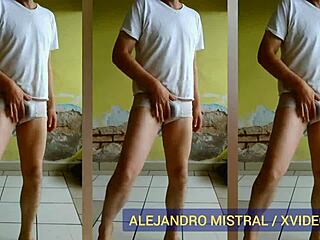 gay man dances seductively in wet white underwear alejandro mistral