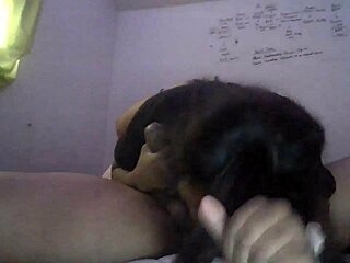 Amateur couple enjoys teasing blowjob on huge uncut cock from cute young girl