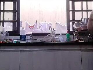 Washing Dishes in Panties at Father-in-Law's House