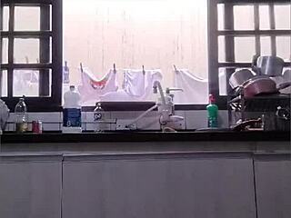 Washing Dishes in Panties at Father-in-Law's House