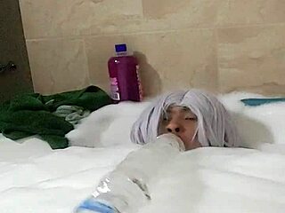 Cyno enjoys solo bubble bath fun in cosplay costume 😊