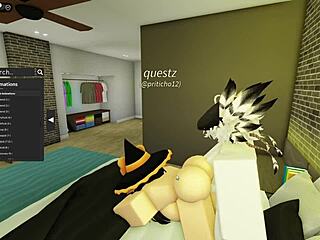 cute robloxian witch subtly banged by mysterious stranger in group setting