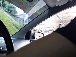 beautiful woman risks outdoor masturbation in public view