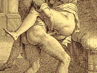 Vintage erotic illustration from retro anime cartoon