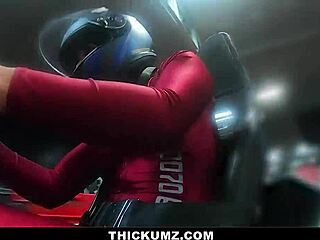 Thickum Brooklyn Gray gags on cock after race!