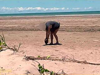 Wife Strips Nude At Public Clothed Beach For Football Play