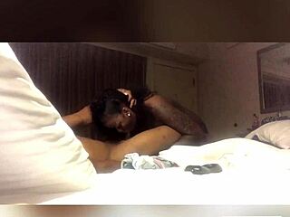 Ebony slut deepthroats monster BBC sloppy, making it shoot thick creamy load on face and in mouth