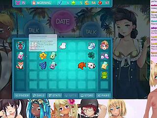 Vtuber LewdNeko Plays HuniePop 2 Double Date Part 6 with Lesbian Group Action in Lingerie