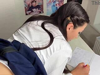 college girl gets fucked during homework session