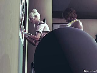 anime girl bent over in 3d doggystyle