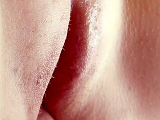 Sensual close-up of shaved pussy licking and fingering to orgasm