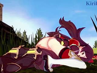 amber and fischl have intense sex with aether in genshin hentai