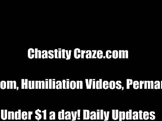 You feel the intense bondage as femdom locks you in chastity with toys for eternity