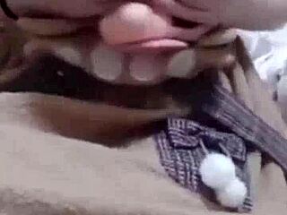 young man helps lady with wet feet masturbation