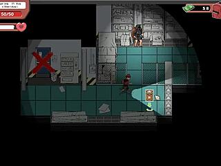 Nerdy girl gives public handjob in library during hentai game