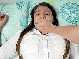 shh, don't scream! stepbrother bangs stepsister alone at home.