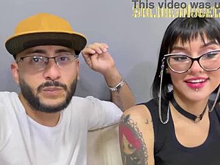 beautiful tattooed latina girl starts porn career with intense deepthroat blowjob on big cock.