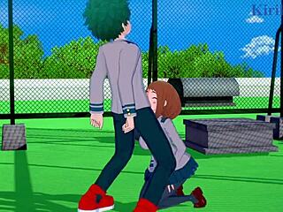 Ochako uraraka and izuku midoriya engage in intense creampie sex in 3d hentai