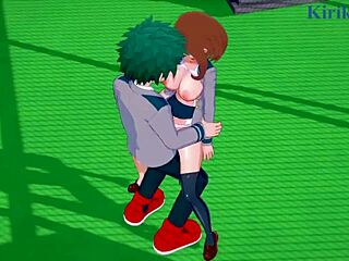 Ochako uraraka and izuku midoriya engage in intense creampie sex in 3d hentai