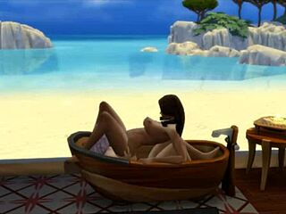 Seraphina shares emotional beach bathroom moments with neighbor in shemale hentai cartoon