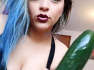 Petite Guy Takes Big Cucumber Anal Without Complaints