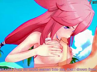 yae miko in bikini on beach genshin impact fantasy