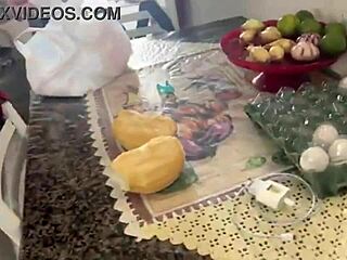 Blonde Brazilian Prepares Morning Coffee