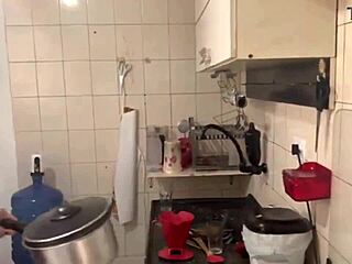 Blonde Brazilian Prepares Morning Coffee