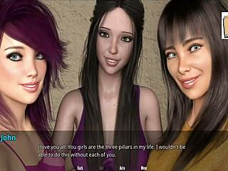 Cheerleaders are welcoming John with erotic blonde action in this 3D hentai game