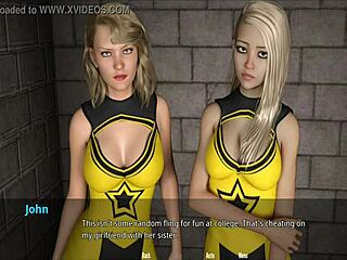 Cheerleaders are welcoming John with erotic blonde action in this 3D hentai game