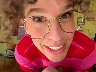 Milf's quickie under christmas tree with big cock blowjob