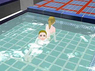 anime woman took a bath in a japanese public bath【sento】