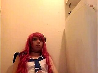 Redhead Crossdressing Trap Jerks Off And Swallows Cum