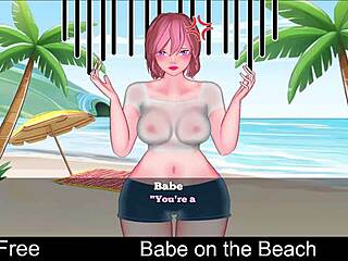 Babe relaxes on beach in anime hentai style