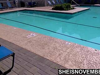 im h out at the pool on my day off then get undressed watch my freaky ass get naked hot ebony msnovember pulls down panties and jiggles bubble butt cheeks on sheisnovember