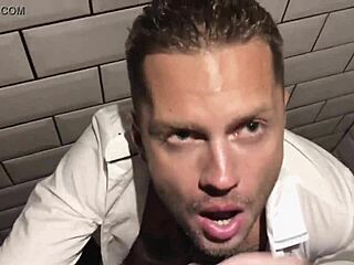 Intense blowjob and bareback in nightclub toilet