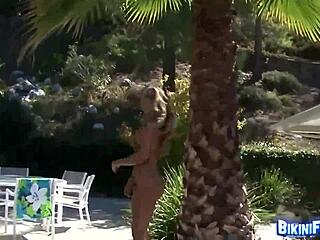 Randy Moore Enjoys Solo Play in Bikini Outdoors, Showing Off Her Tits