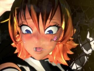 anime cow girl gets anal pounded hard against the cage